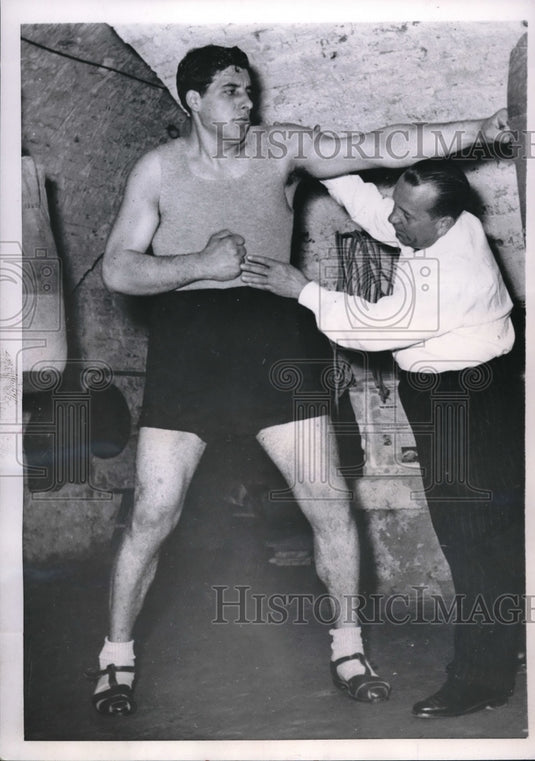 1953 Press Photo Heavyweight Champ Milo Maligoli and Featherweight Steve Klause - Historic Images