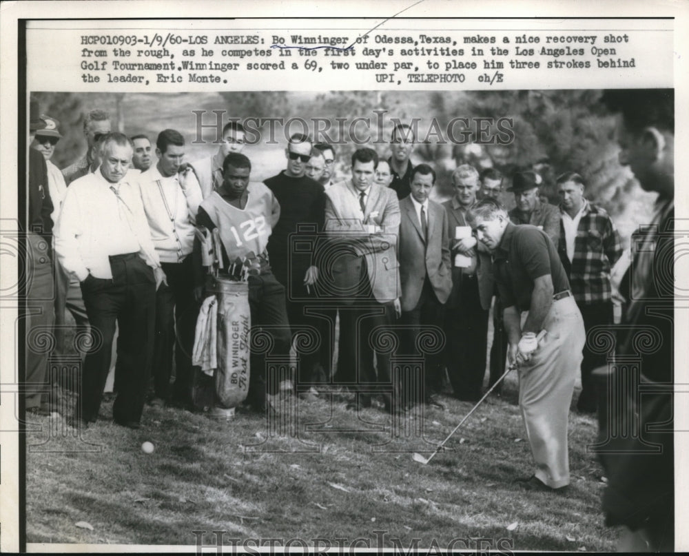 1960 Press Photo Bo Winninger playing in the Los Angeles Open Golf Tournament - Historic Images