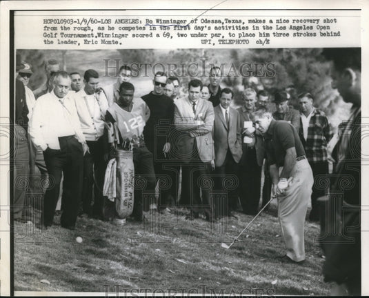 1960 Press Photo Bo Winninger playing in the Los Angeles Open Golf Tournament - Historic Images