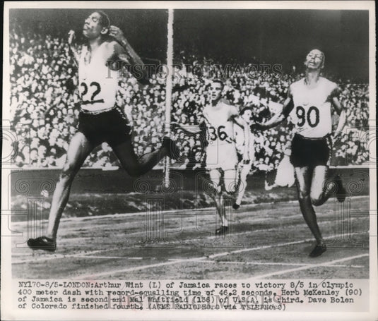 1945 Press Photo Jamaica Races To Victory In London Olympics - nes16240 - Historic Images