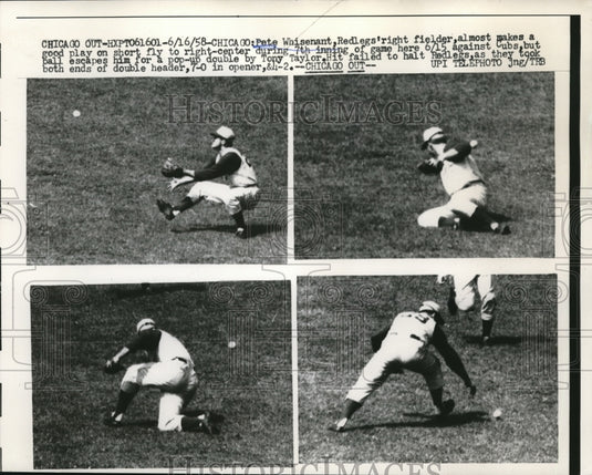 1958 Press Photo Red Sox Pete Whisenant vs Cubs at chicago - nes16796 - Historic Images