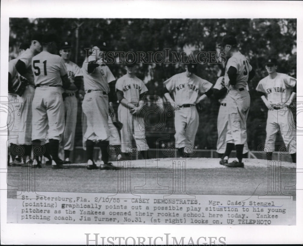 1955 Press Photo St Petersburg, Fla Mgr casey Stengel & Yankees - nes16835 - Historic Images