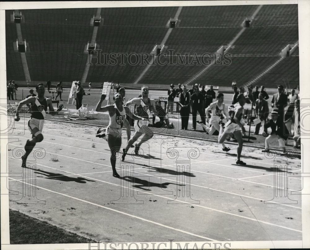 1937 Press Photo 100 yard dash Grieve , Boone,Lee Orr at La, Calif - nes16863 - Historic Images