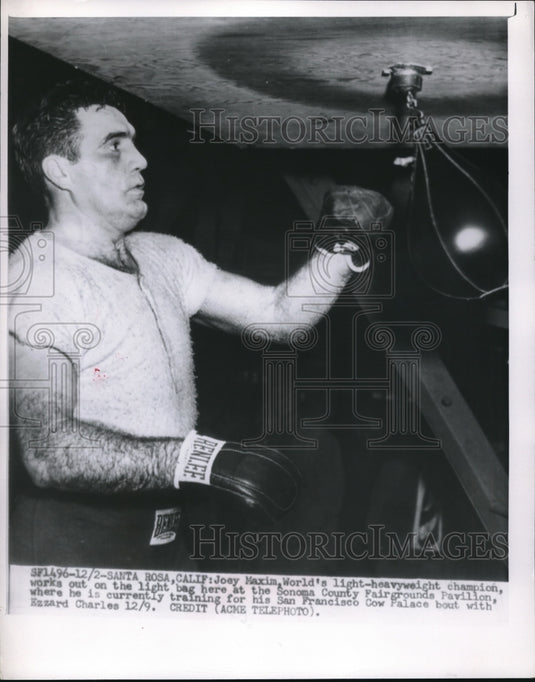 1951 Press Photo Santa Rosa Calif boxer Joey Maxim in training - nes17507 - Historic Images