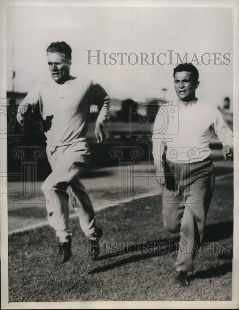 1932 Press Photo L Lehtinen & L Virtanen 5000 & 10000 meter runners - nes17721 - Historic Images