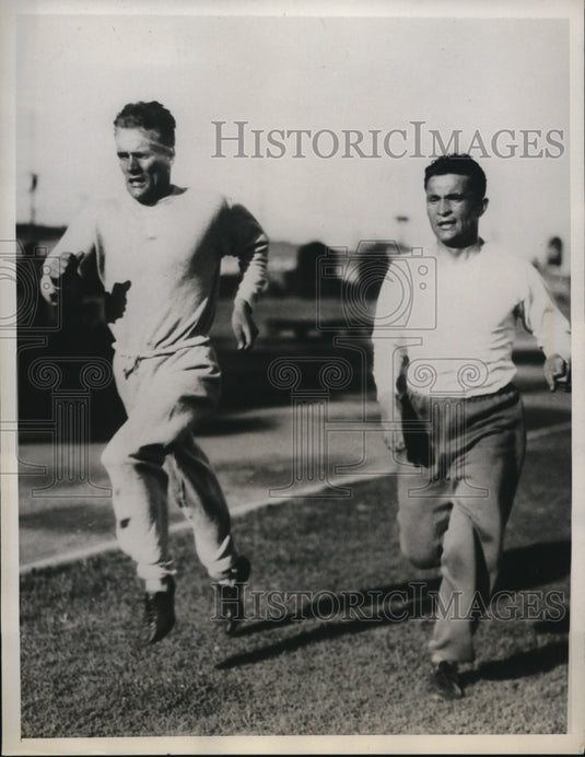 1932 Press Photo L Lehtinen & L Virtanen 5000 & 10000 meter runners - nes17721 - Historic Images