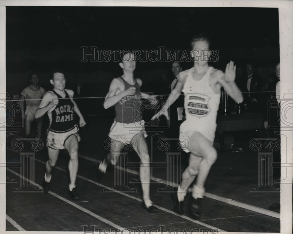 1940 Press Photo Boston Don Lash of Ind State,VFW track meet,T Deckard,G Rice - Historic Images