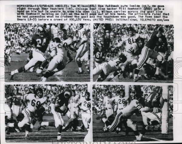 1958 Press Photo Rams Tom Wilson vs Bears Bill Roehneit for touchdown ...