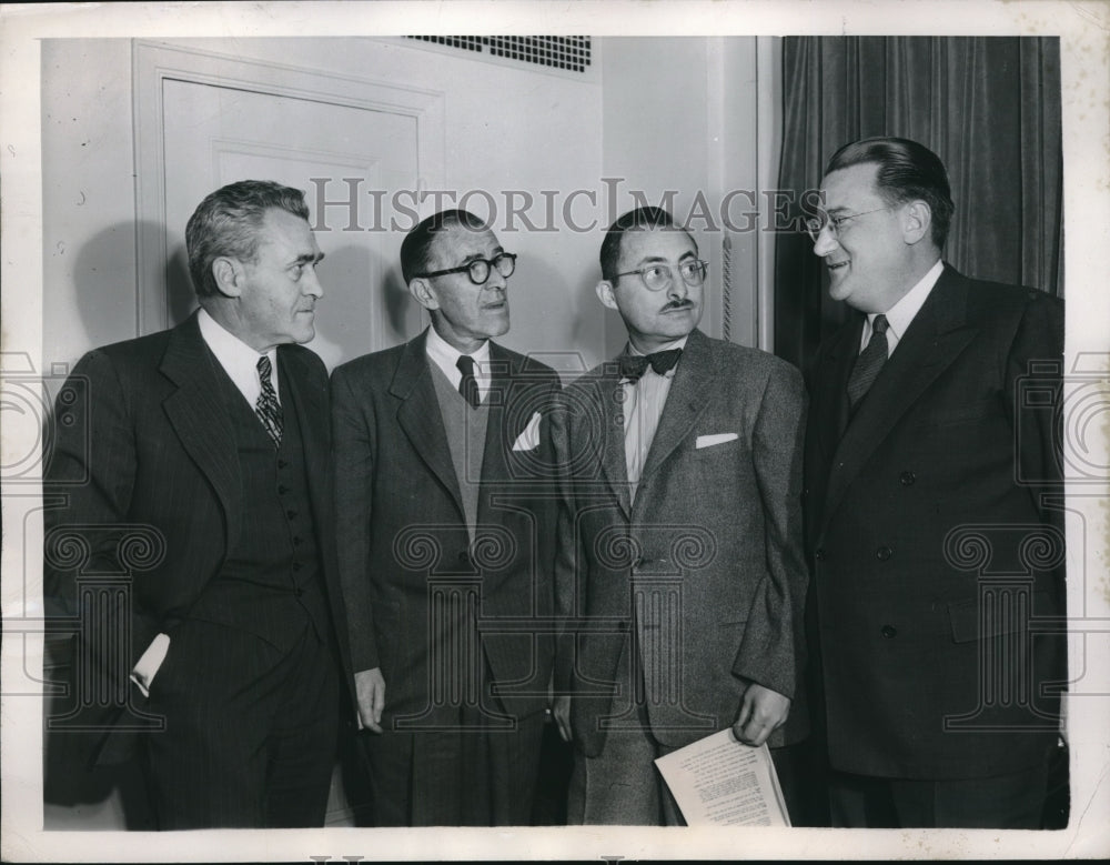 1947 Press Photo Natl &amp; American baseball officials, John Smith,Jim Gallagher - Historic Images