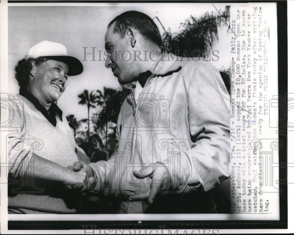 1954 Womens Open Champ Patty berg &amp; Yogi Berra  - Historic Images