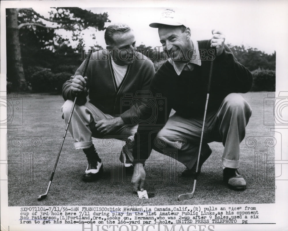 1956 Press Photo Dick Hermann &amp; Bob Patterson in 31st Amateur Public Links golf - Historic Images