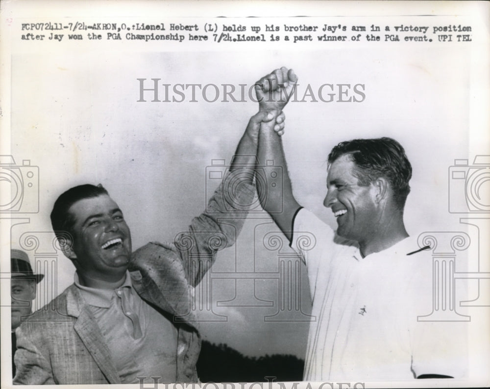 1960 Press Photo Lionel Herbert & brother Jay win PGA tourney in Akron, Ohio - Historic Images