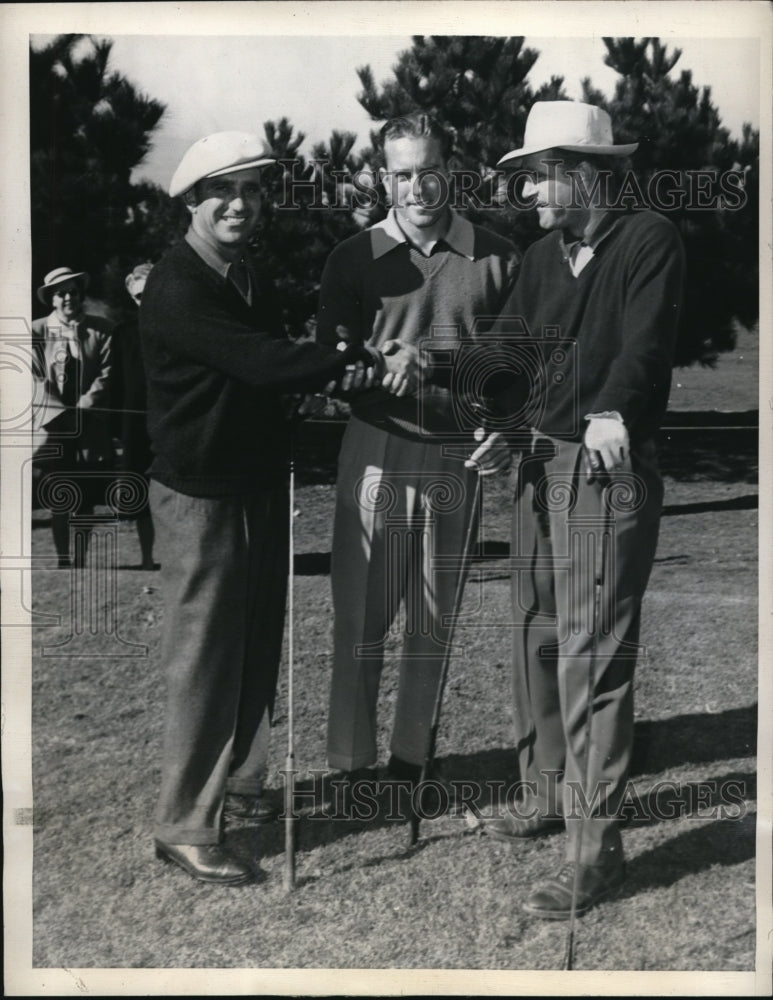 1947 Press Photo Richmond, Cal T^ony Penna, Frank Stranahan, Lloyd Mangrum - Historic Images