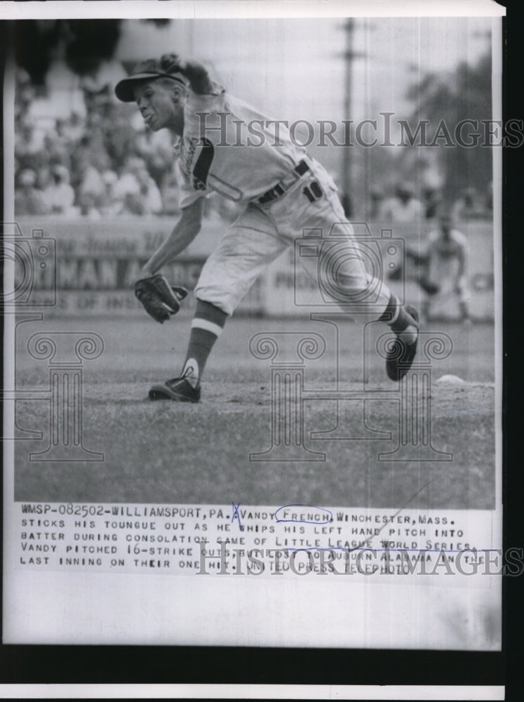 1955 Press Photo Vandy French pitching at Little League World Series - nes19110 - Historic Images