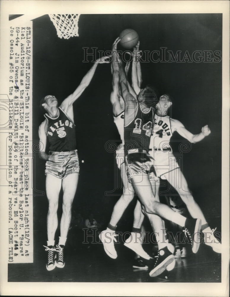 1948 Press Photo Baylor U Jim Owens, Bill DeWitt vs Ed Scott, Joe Ossola St Loui - Historic Images