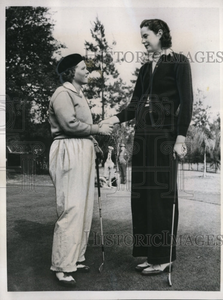 1940 Press Photo Orlando Fla Patty Berg & Clara Gallander for Mid Florida golf - Historic Images