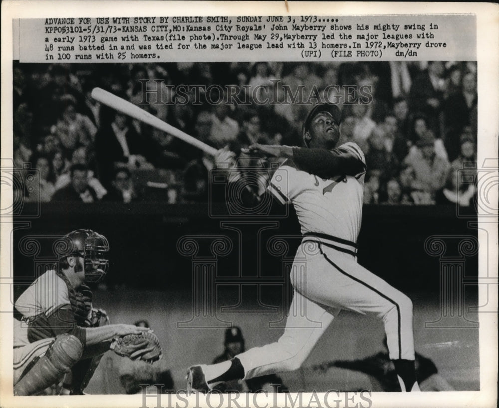 1973 Press Photo Kansas City Royals 1B John Mayberry - nes19574 - Historic Images