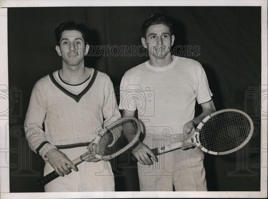 1938 Press Photo Leo Hartman, E. J. DeGray win Mens Doubles, Indoor Tennis Champ - Historic Images