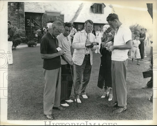 1935 Press Photo Chris Dunphy Willie Turnesa Tommy Goodwin at Wingfoot Golf Club - Historic Images