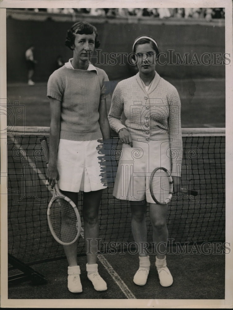 1936 Press Photo Katherine Wolf and Katherine Stammers before match - nes19878 - Historic Images