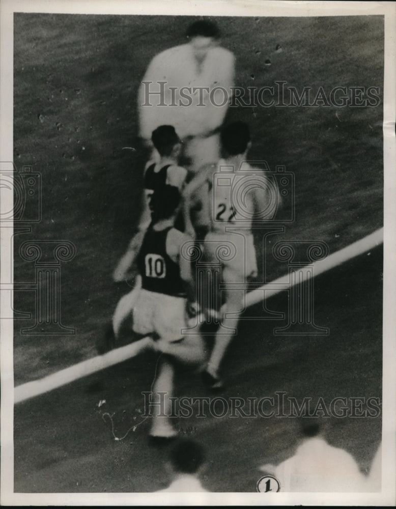 1939 Press Photo Sydney Wooderson, Chuck Fenske, and Blaine Rideout at race - Historic Images