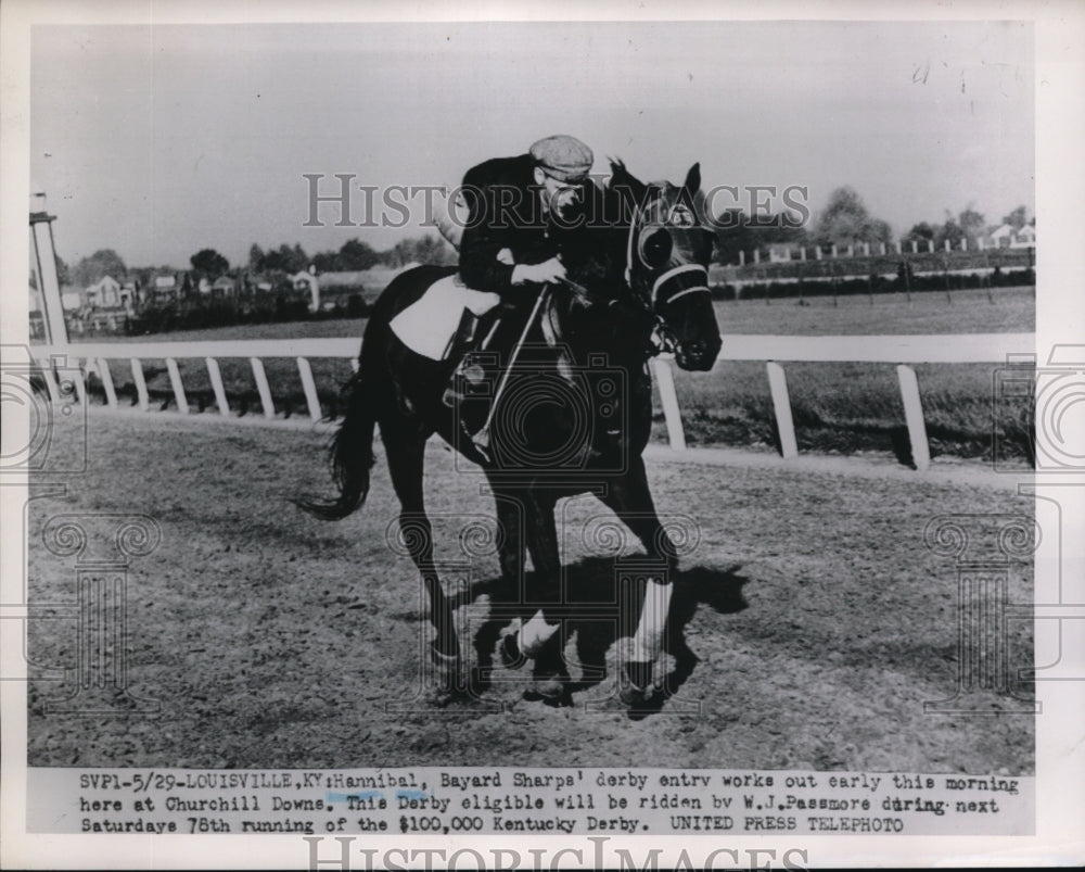 1952 Press Photo Louisville Ky Hannibal Bayard Sharps&#39; derby entry ahown at - Historic Images