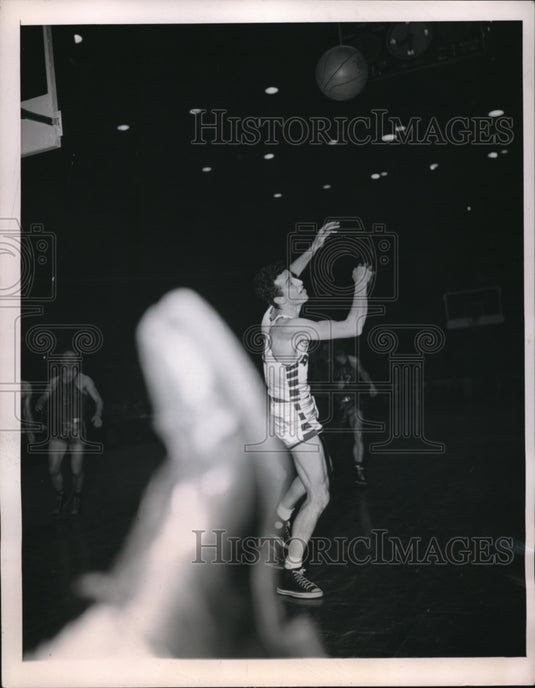 1950 Press Photo Ball Sails Over Robert Kampa Towards Camera - nes20415 - Historic Images
