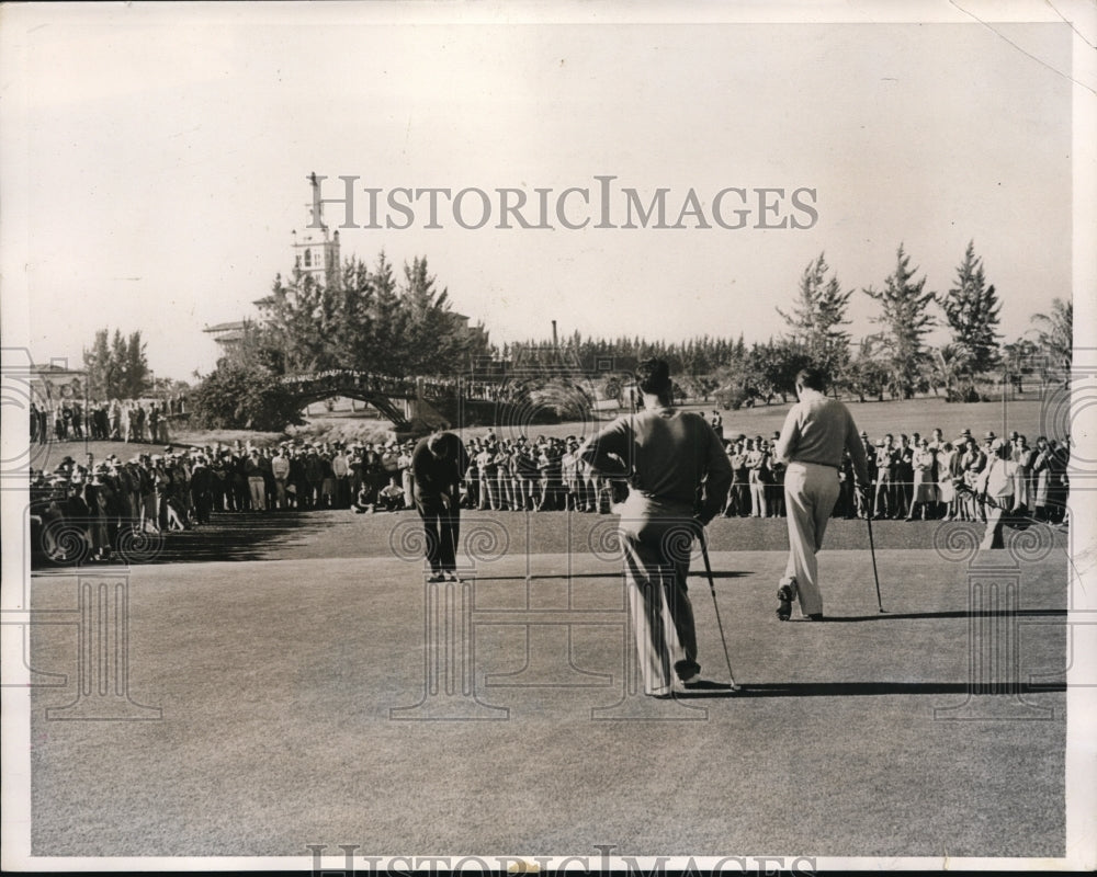 1940 Press Photo Coral Gables Fla Craig Wood, Dick Metz, Bill Burke at golf - Historic Images