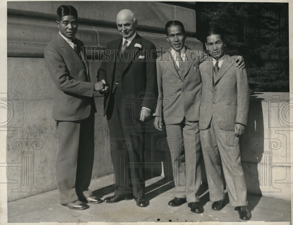 1931 Press Photo SAn Fran Mayor Rossi, Japanese R Asami, T Miyamoto,Yasuda - Historic Images