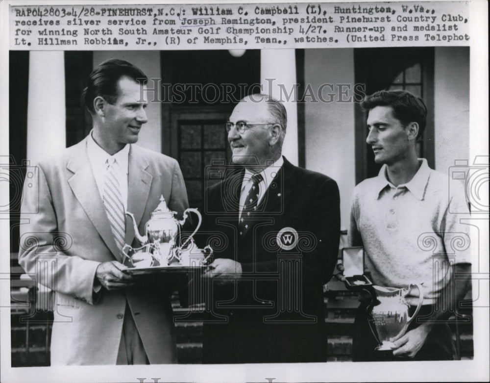 1957 Press Photo Pinehurst NC Wm Campbell, Joe Remington, Hillman Robbins Jr - Historic Images