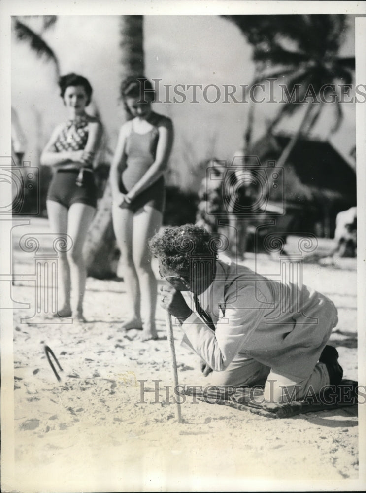 1935 Press Photo Blair Nunnamaker at horseshoews in Miami Florida - nes21011 - Historic Images