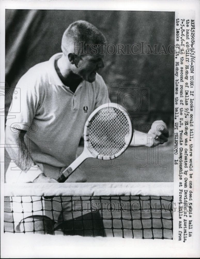 1966 Press Photo Cliff Richey at US Tennis Championships at Forest Hills - Historic Images