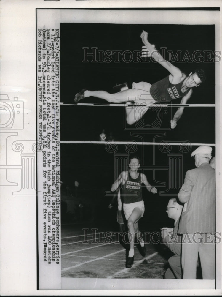 1954 Press Photo Atlantic City NJ Jim Fodoley C Mich College at AAU championship - Historic Images