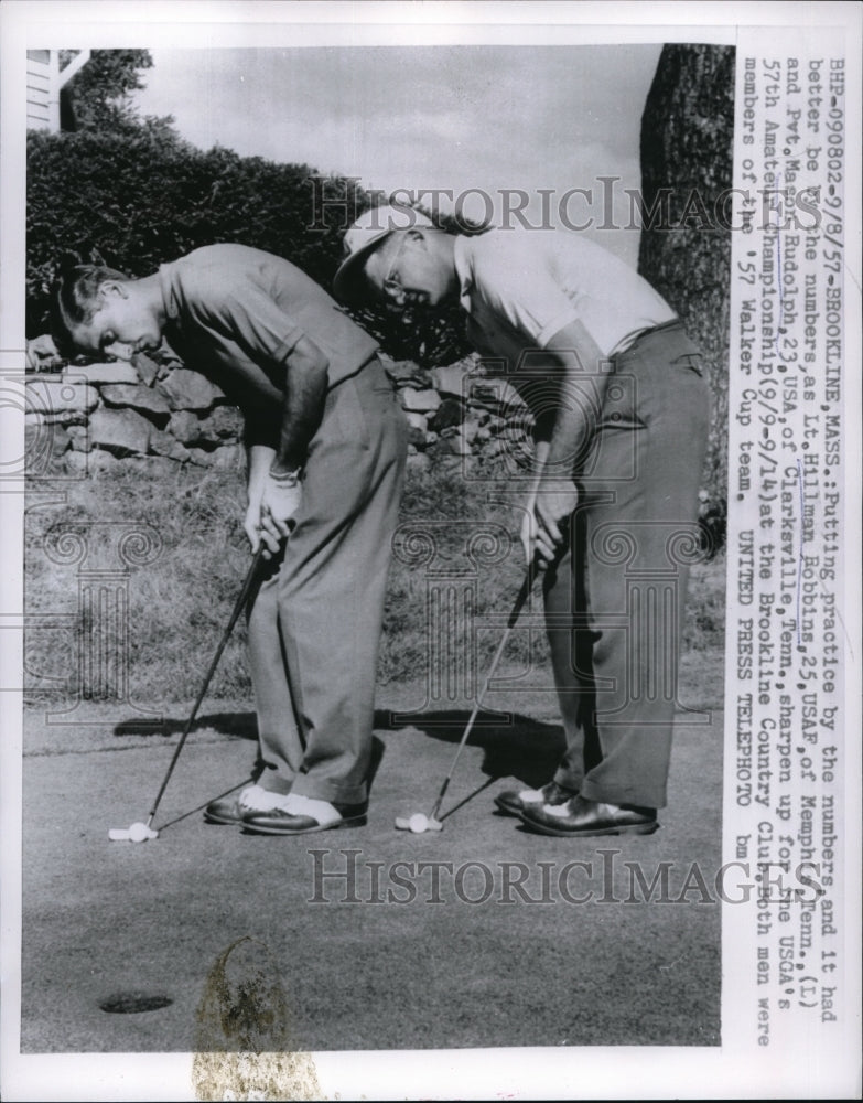 1957 Press Photo Hillman Robbins and Mason Rudolph at Brookline Country Club - Historic Images