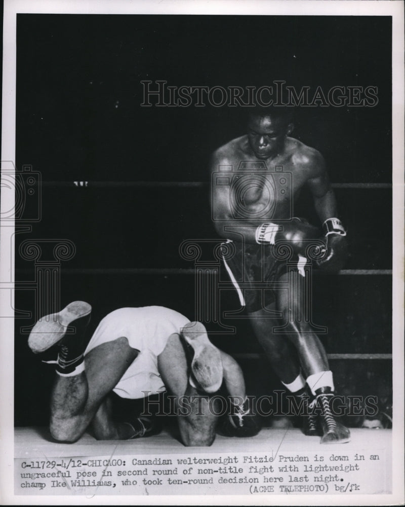 1951 Press Photo Chicago Canadian Fitzie Pruden vs champ Ike Williams - Historic Images