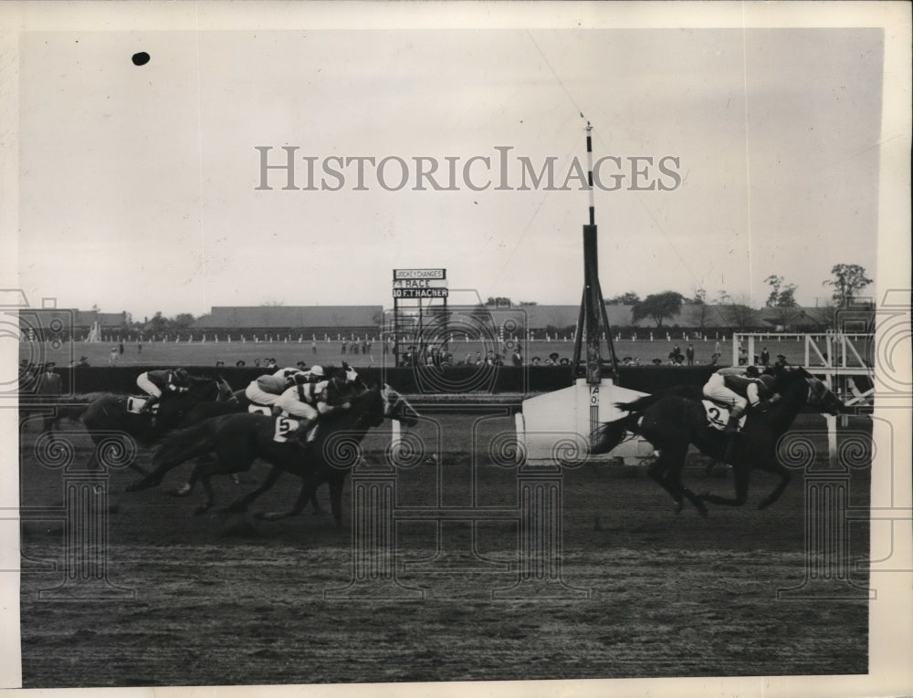 1946 Press Photo Jockey Hanford on Whiffletree,Wilson on Flare Strike - Historic Images