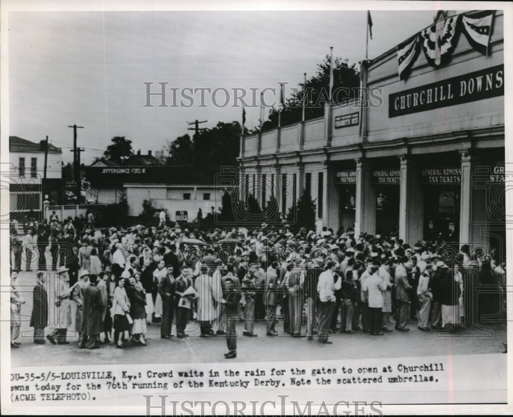 1950 Press Photo Louisville Ky crowds at Churchill Downs for the Derby ...