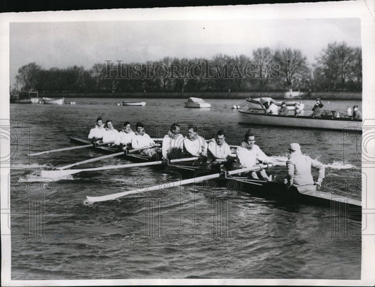 1950 Press Photo London Cambridge crew race on the Thames - nes21435 - Historic Images