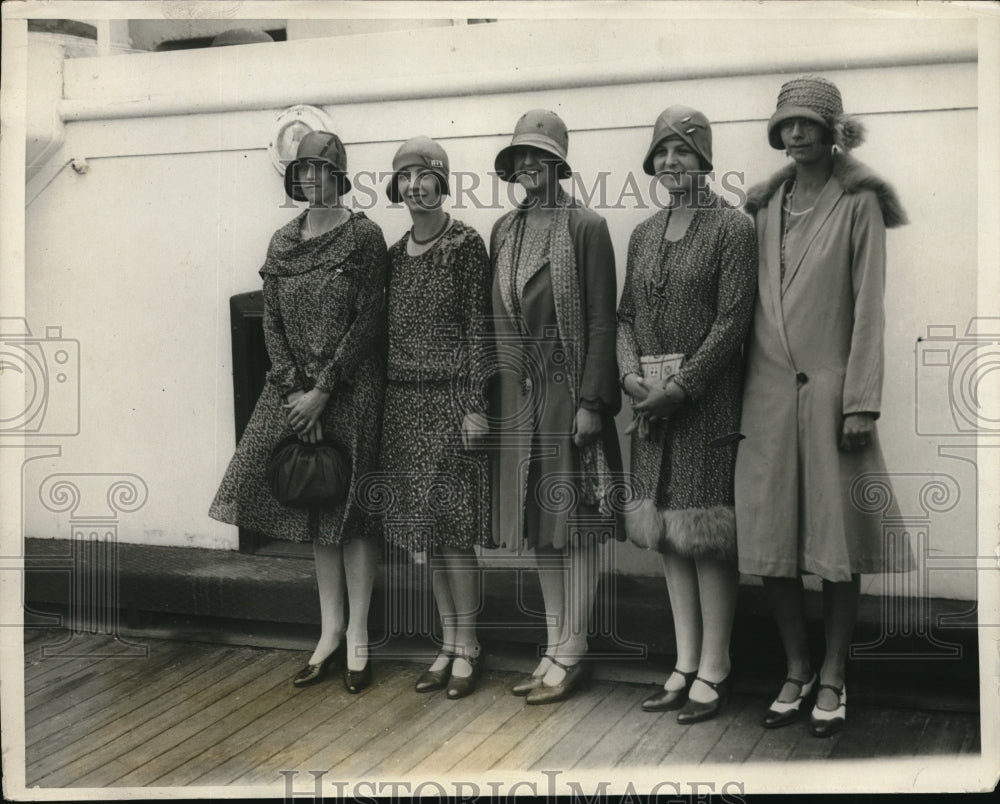 1929 Press Photo English tennis team Mrs BC Covell, Mrs WT Shepard Baron - Historic Images