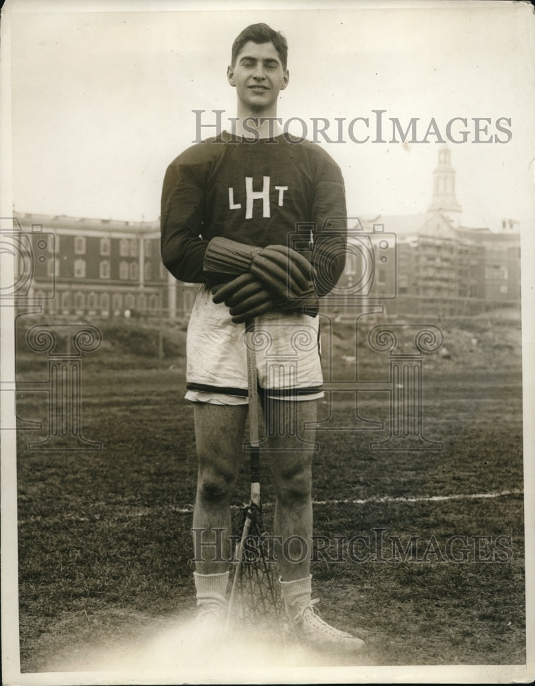 1929 Press Photo Lew Gulick of Wellesley Mass for Harvard Lacrosse - nes21833 - Historic Images