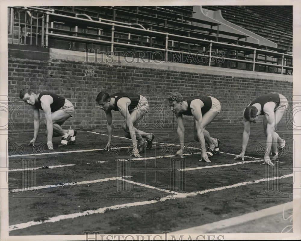 1936 Press Photo U of Pa, track Ken Hendrickson, Ell Walls, Ed Steele,Rbt Sawyer - Historic Images