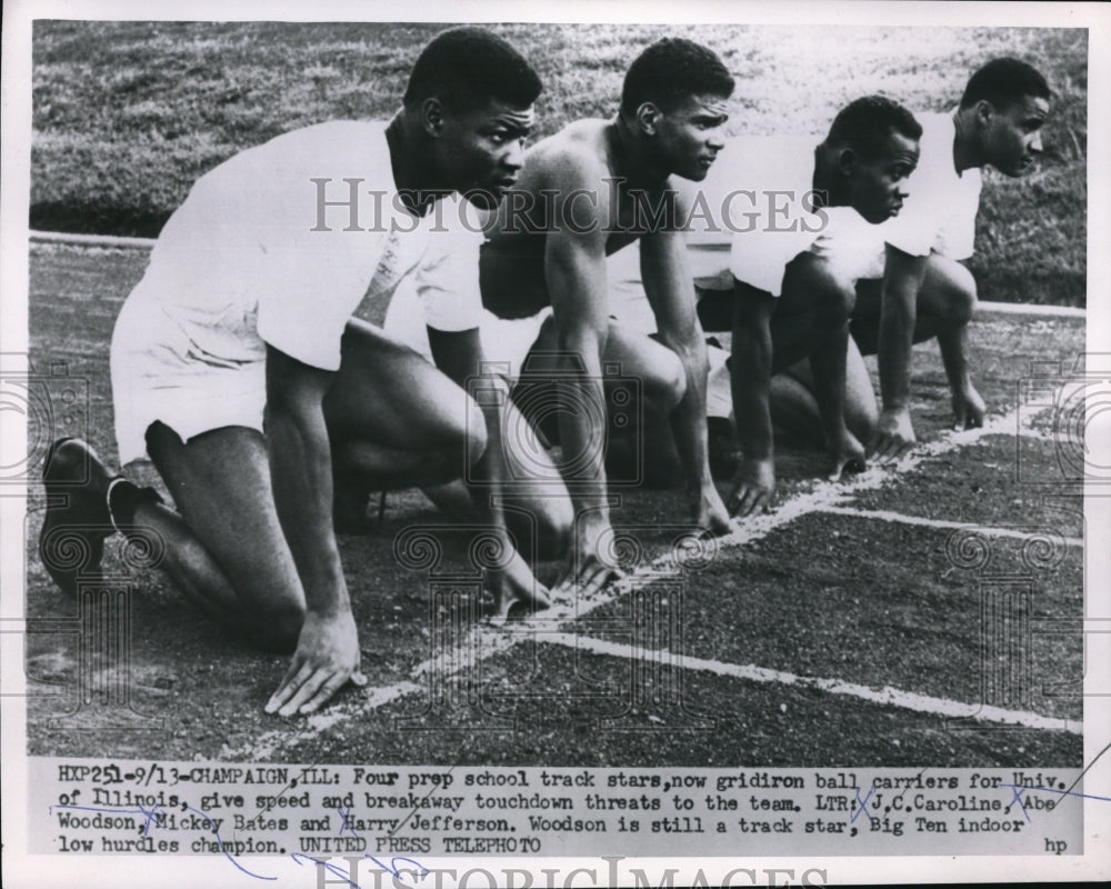 1954 Press Photo Champaign Ill track JC Caroline, Abe Woodson, Mickey Bates - Historic Images