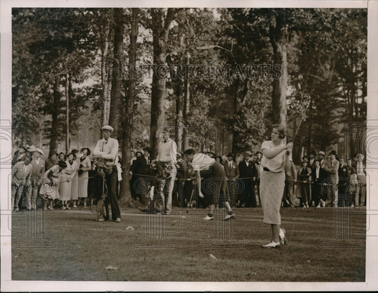1936 Press Photo Miss Pam Barton at golf on 14th tee - nes21987 - Historic Images
