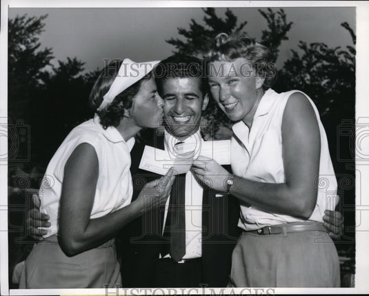 1959 Press Photo Mt Prospect Ill Betsy Rawls, Dick Maul & Mickey Wright, tennis - Historic Images