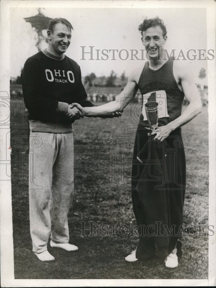 1929 Press Photo Richard Rockaway &amp; Reginald Bowen recod 30.4 sec 300 yards - Historic Images