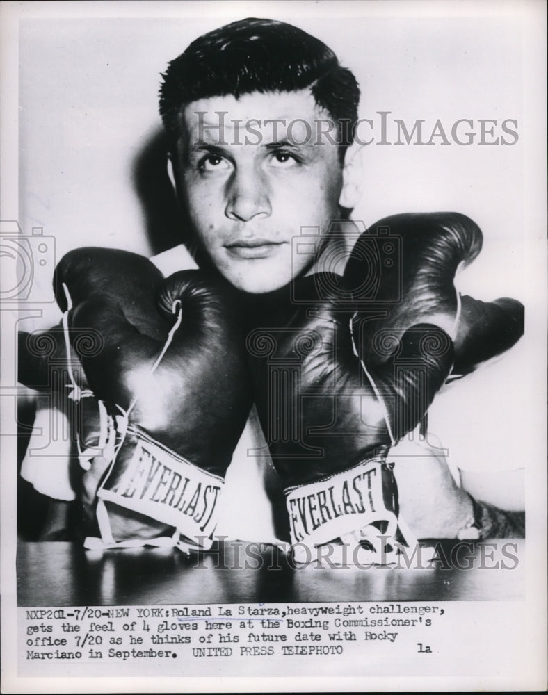 1953 Press Photo NYC Roland LaStarra heavyweight challenger for Rocky Marciano - Historic Images