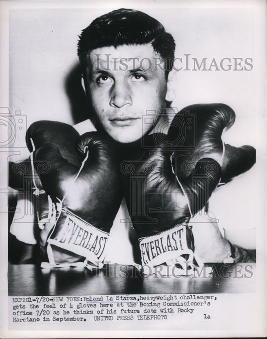 1953 Press Photo NYC Roland LaStarra heavyweight challenger for Rocky Marciano - Historic Images