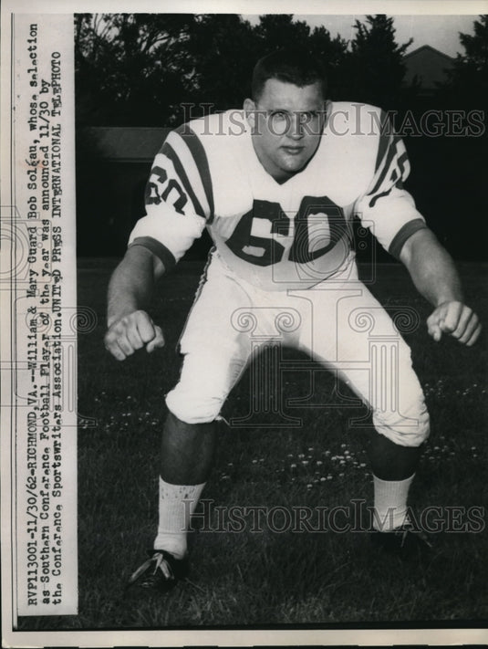 1962 Press Photo Richmond Va William & Mary guard Bob Solgan - Historic Images