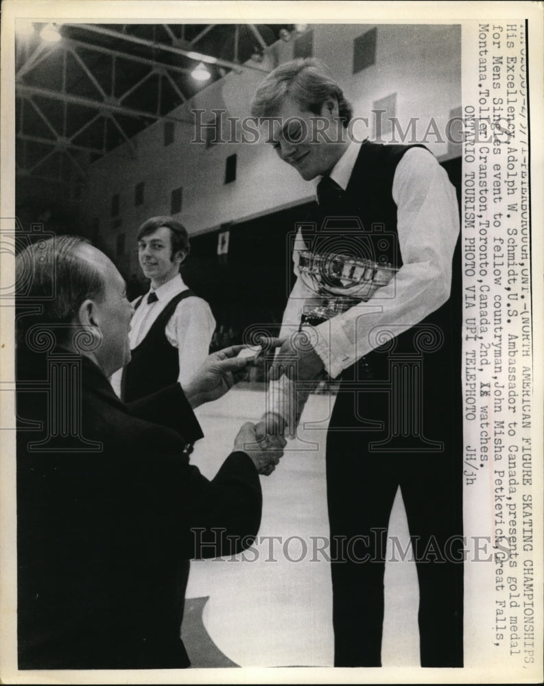 1971 Press Photo Petersborough Ontario Adolph Schmidt US Amb to Canada skater - Historic Images