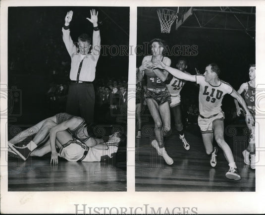 1951 Press Photo New York, Long Island University vs Bowling Green University - Historic Images